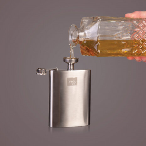 heupfles 240 ml 9,2 x 13,7 cm RVS zilver 2-delig