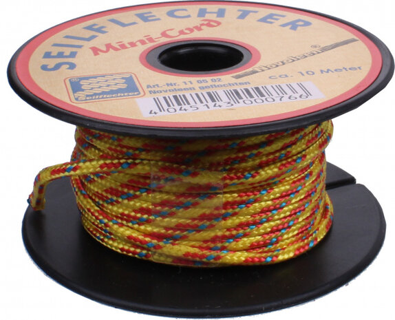 mini-koord 255 daN 2 mm 10 meter novoleen geel/rood