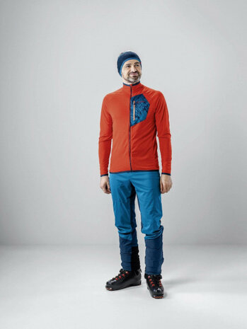 outdoorvest heren polyester oranje/blauw maat 54