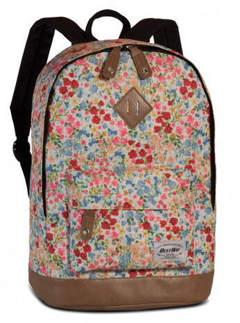 rugzak Campus Trend 21 liter polyester wit/bruin