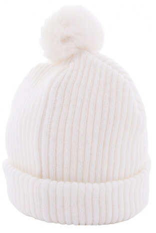 beanie pompon 58 cm gebreid polyacryl wit one-size