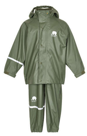 regenpak Basic junior polyester legergroen 2-delig mt 140