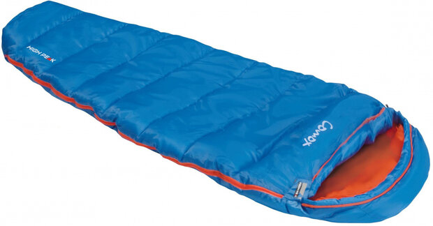 slaapzak Comox junior polyester 170 x 70 cm blauw/oranje