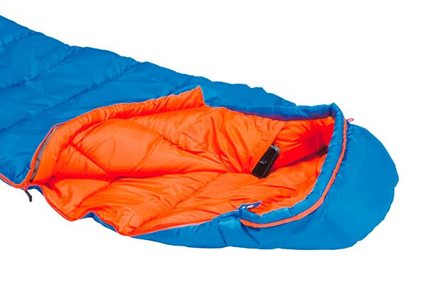 slaapzak Comox junior polyester 170 x 70 cm blauw/oranje