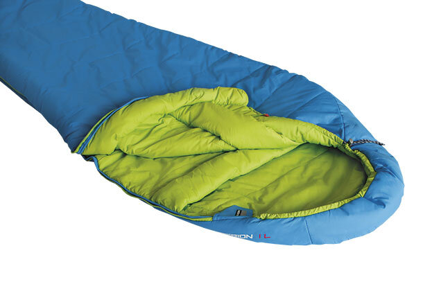 slaapzak Hyperion 1L nylon 225 x 52/82 cm blauw/groen