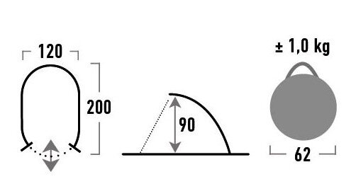 strandtent Calobra UV80 pop-up 200 x 120 cm grijs