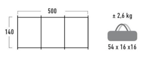 windscherm Marin 140 x 500 cm polyester zwart/grijs