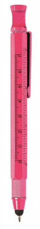 gereedschapspen met 6 functies 14 cm metaal fuchsia