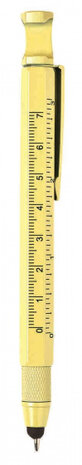 gereedschapspen met 6 functies 14 cm metaal geel