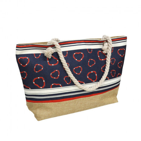 strandtas Faro dames 21 liter polyester blauw/rood