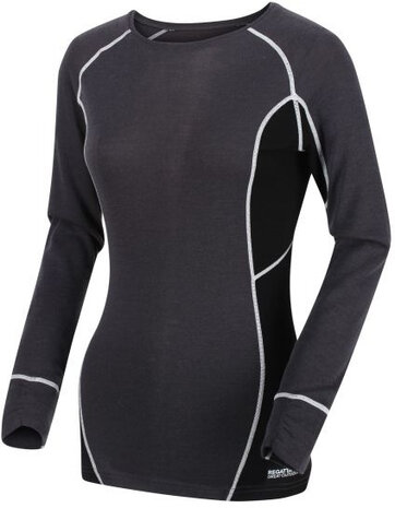 thermoshirt Beru dames wol/polyester zwart/grijs maat 42