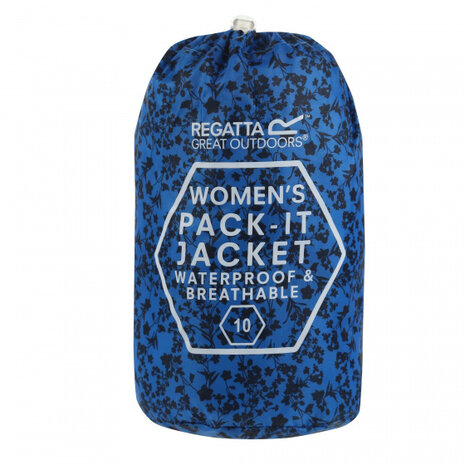regenjas bloemen dames polyester blauw maat 42