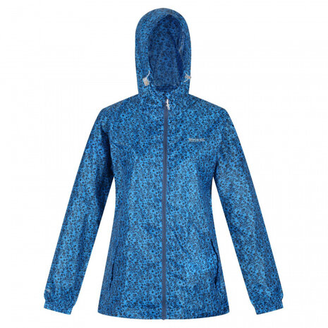 regenjas bloemen dames polyester blauw maat 42