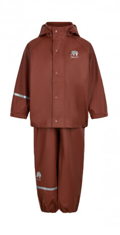 regenpak junior polyester bruin 2-delig maat 110