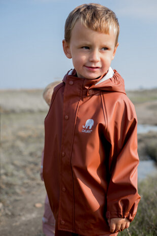 regenpak junior polyester bruin 2-delig maat 110