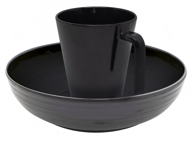 tafelservies Isla anti-slip melamine zwart 16-delig