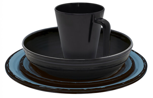 tafelservies Bahia anti-slip melamine blauw 16-delig