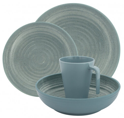 tafelservies Denia anti-slip melamine blauw 16-delig