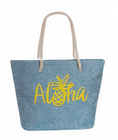 strandtas Aloha dames 41 liter polyester blauw/geel