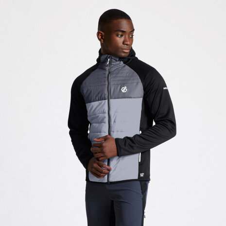 jas Hybride heren polyester zwart/grijs maat XS