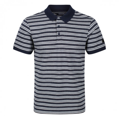 poloshirt Malak heren polyester navy/wit maat S