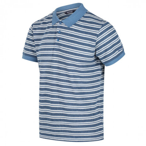 poloshirt Malak heren polyester blauw/wit maat M