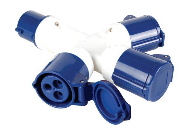 drieweg-splitter van CEE naar CEE-contra blauw/wit