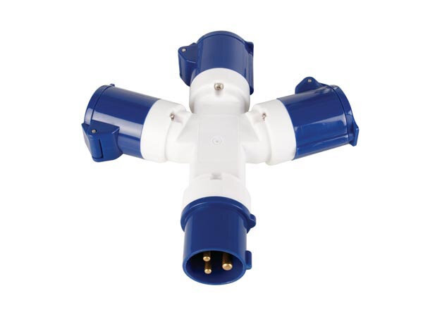 drieweg-splitter van CEE naar CEE-contra blauw/wit