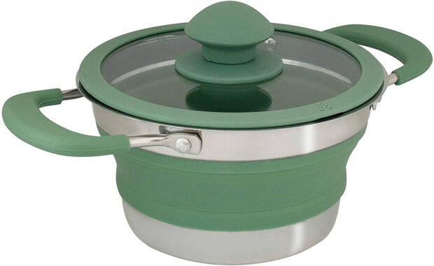 pan met deksel 3,5 L siliconen/RVS/glas groen
