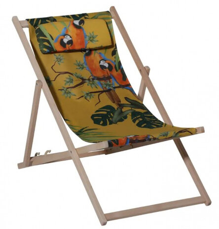 strandstoel Riff 90 x 55 x 87 cm hout/polykatoen geel