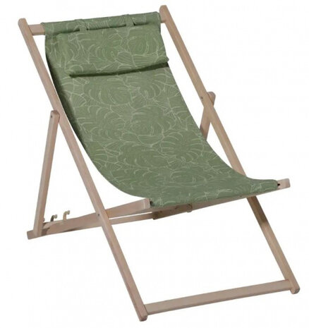 strandstoel Palm 90 x 55 x 87 cm hout/polykatoen groen