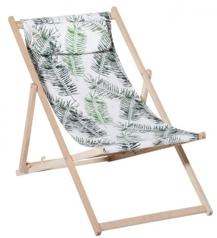 strandstoel Flora 90 x 55 cm hout/polykatoen wit/groen