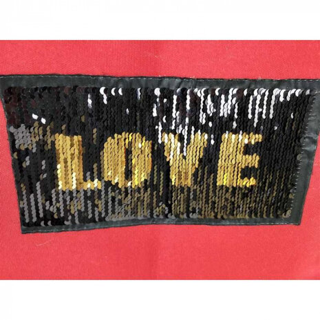 strandtas Love 54 x 14 x 39 cm textiel rood