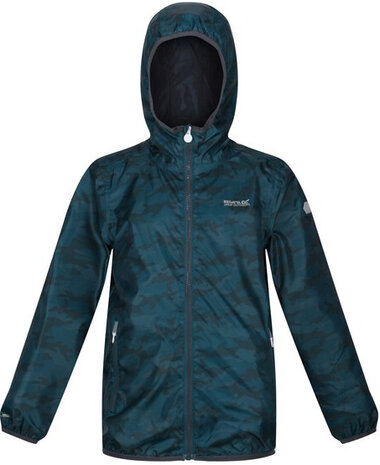 regenjas Lever junior polyester turquoise/grijs maat 170/176