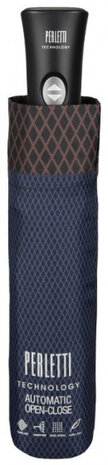 paraplu automatisch 58 x 104 cm fiberglas bruin/blauw