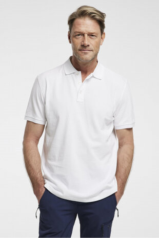 poloshirt Essential heren katoen wit maat XL