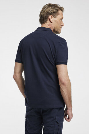 poloshirt Essential heren katoen donkerblauw maat S