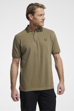 poloshirt Essential heren katoen kaki maat S
