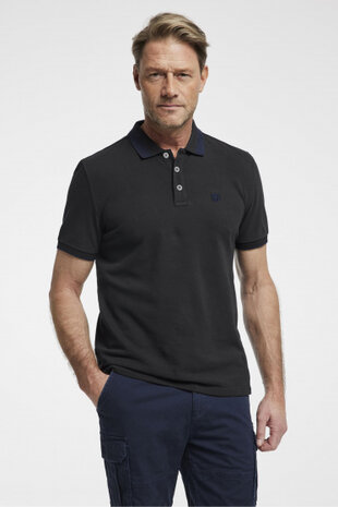 poloshirt Essential heren katoen zwart maat S