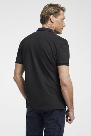 poloshirt Essential heren katoen zwart maat S