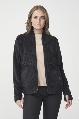 fleecejack Nechako dames polyester zwart maat XS