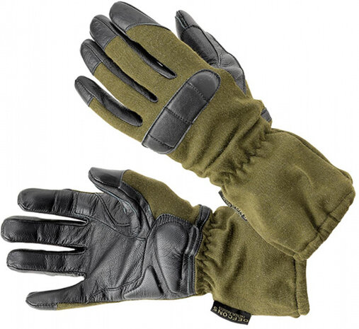 handschoenen nomex/leer legergroen/zwart maat XS