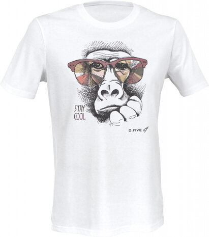 T-shirt Monkey With Glasses heren katoen wit maat XXL