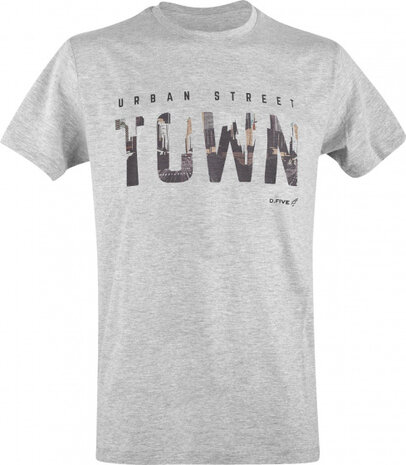 T-shirt Town heren katoen grijs maat XL