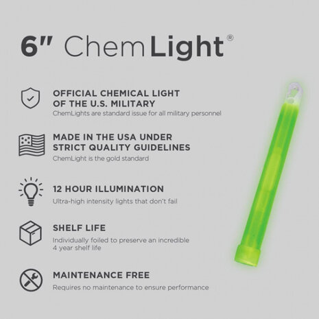 lichtstick Chemlight 15 cm groen