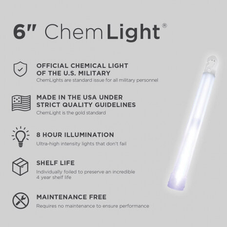 lichtstick Chemlight 15 cm wit