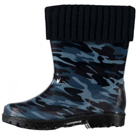 regenlaarzen Camouflage junior rubber blauw maat 33