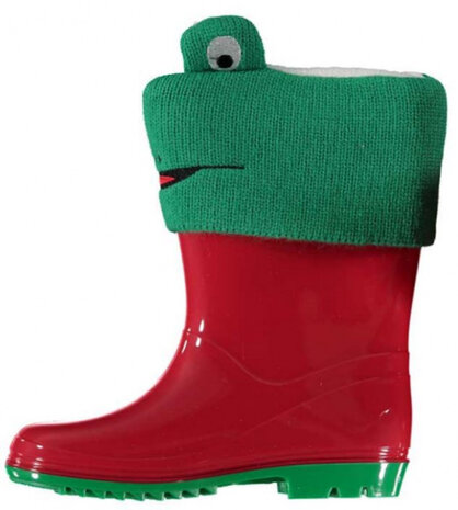 regenlaarzen junior rubber rood/groen maat 24