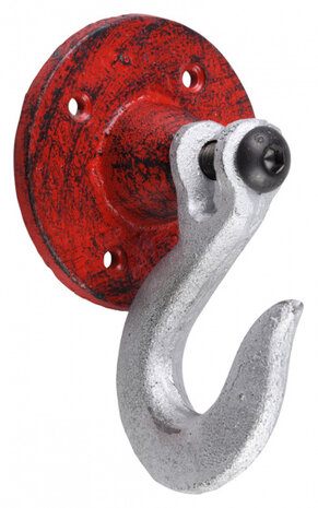 wandhaak 8,5 x 13,2 cm gietijzer rood/zilver