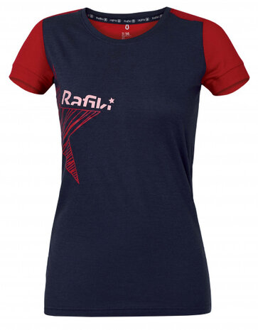 T-Shirt Chulilla dames katoen blauw/rood maat 38